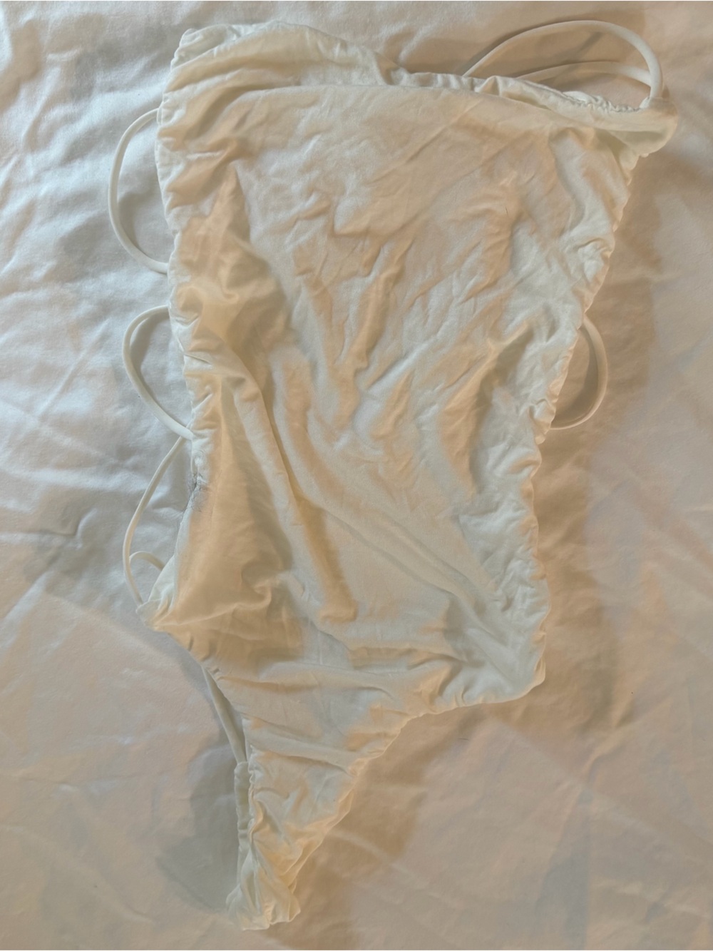 SHEIN White Ruched One-Piece bodysuit